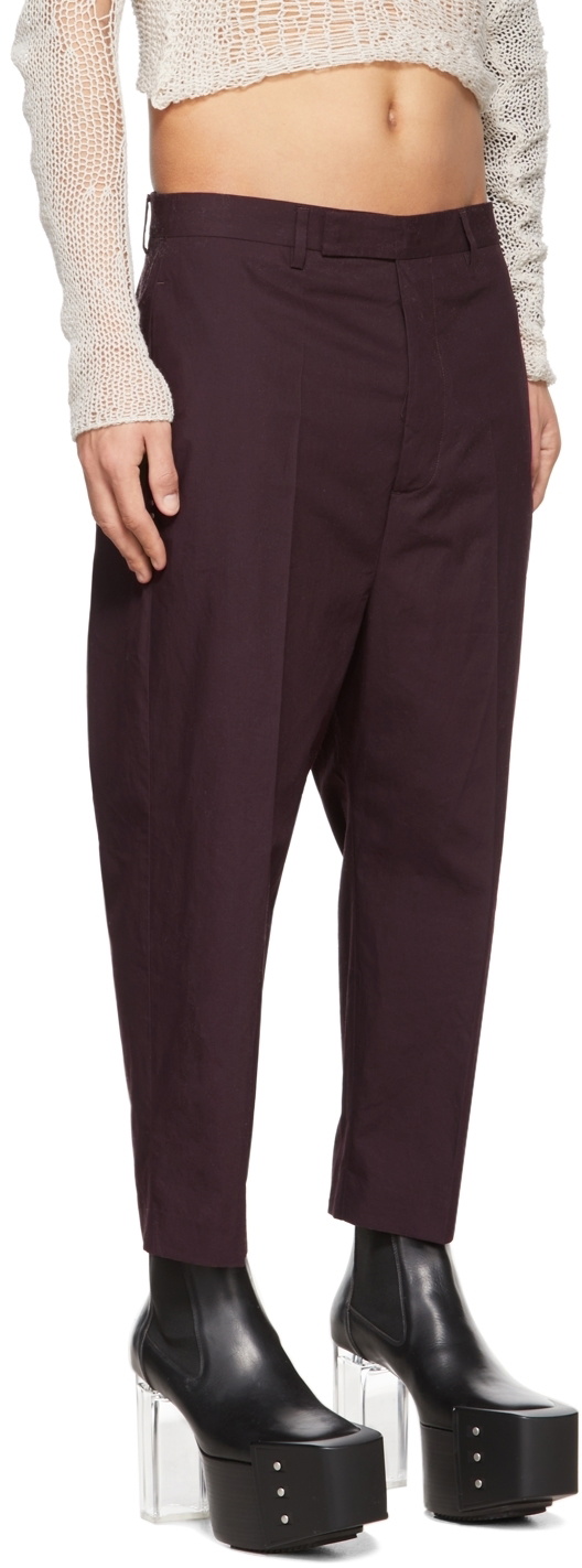 Rick Owens Burgundy Astaires Cropped Trousers Rick Owens