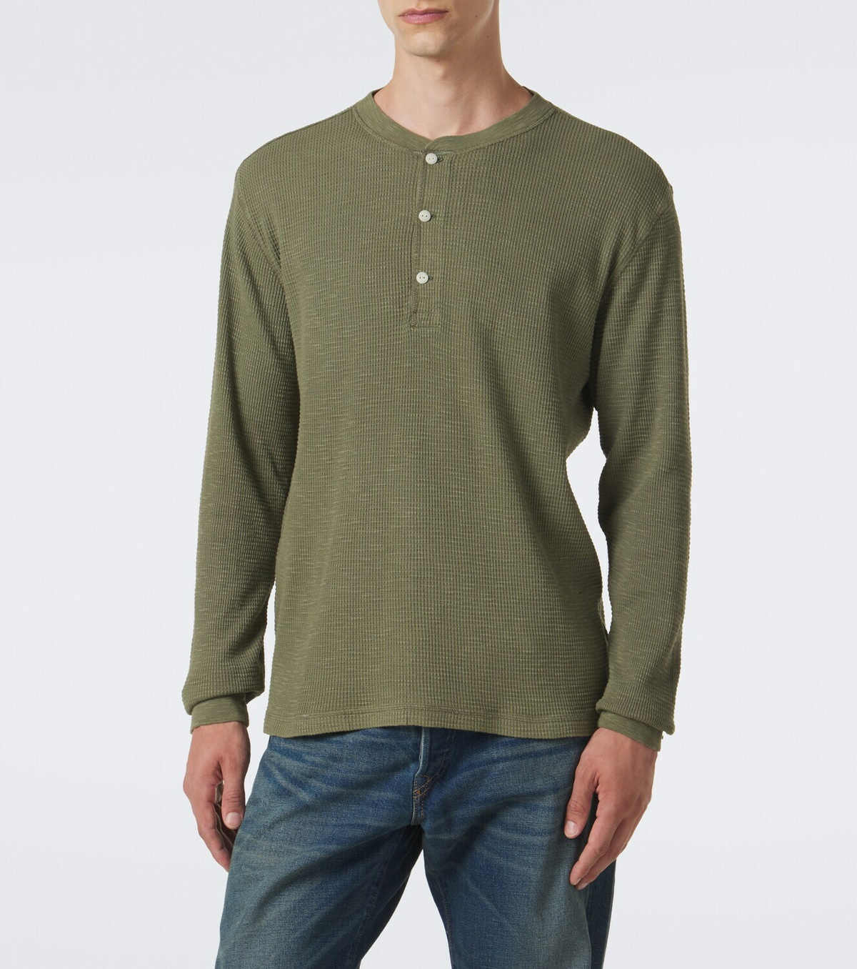 RRL Waffle-knit cotton Henley shirt
