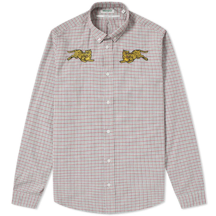 Photo: Kenzo Double Jumping Tiger Check Shirt Red