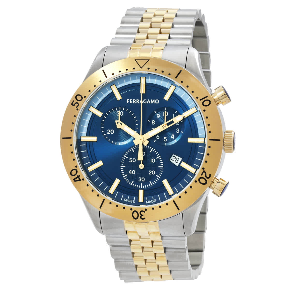 Ferragamo New Gent Chrono Quartz Blue Dial Two-Tone Watch