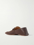 Bottega Veneta - Knot-Detailed Leather-Trimmed Textured-Nubuck Loafers - Brown