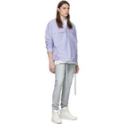 Fear of God Blue and White Dad Stripe Pullover Henley Shirt