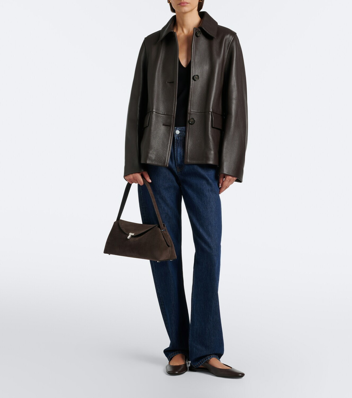 Toteme T-Lock Medium suede shoulder bag