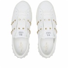 Valentino Men's Rockstud Untitled Sneakers in White/Gold
