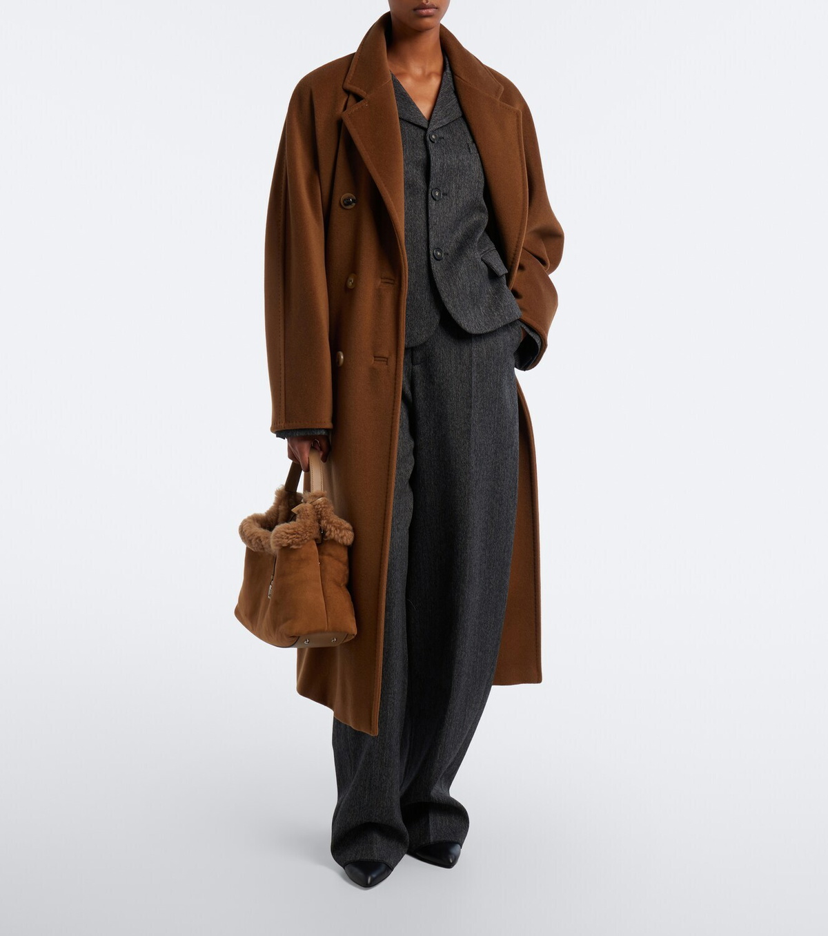Tod's T Timeless shearling-lined suede tote bag