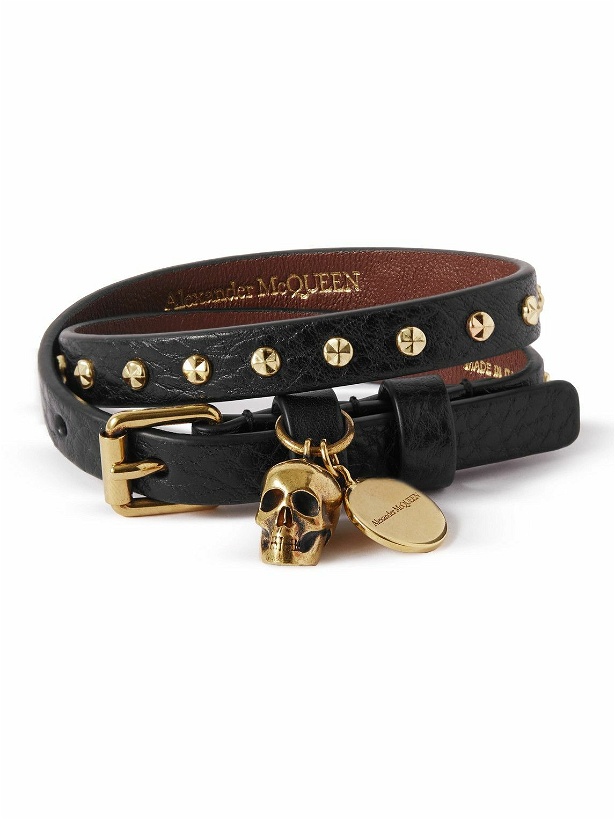 Photo: Alexander McQueen - Full-Grain Leather and Gold-Tone Wrap Bracelet