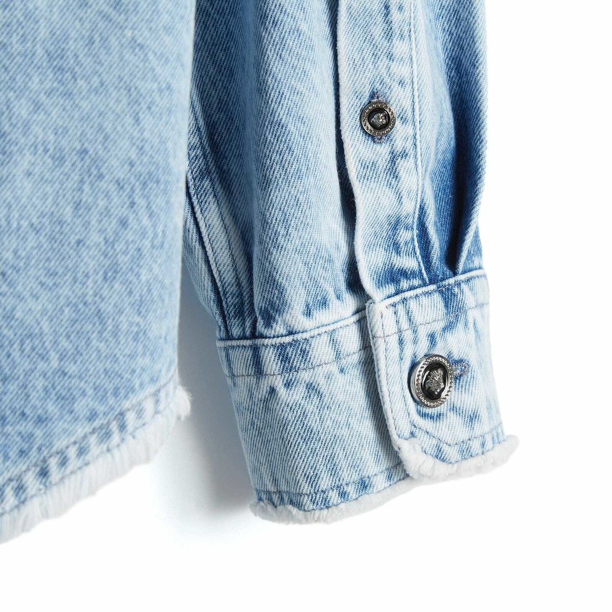 Versace Men's Denim Button Down Shirt in Light Blue