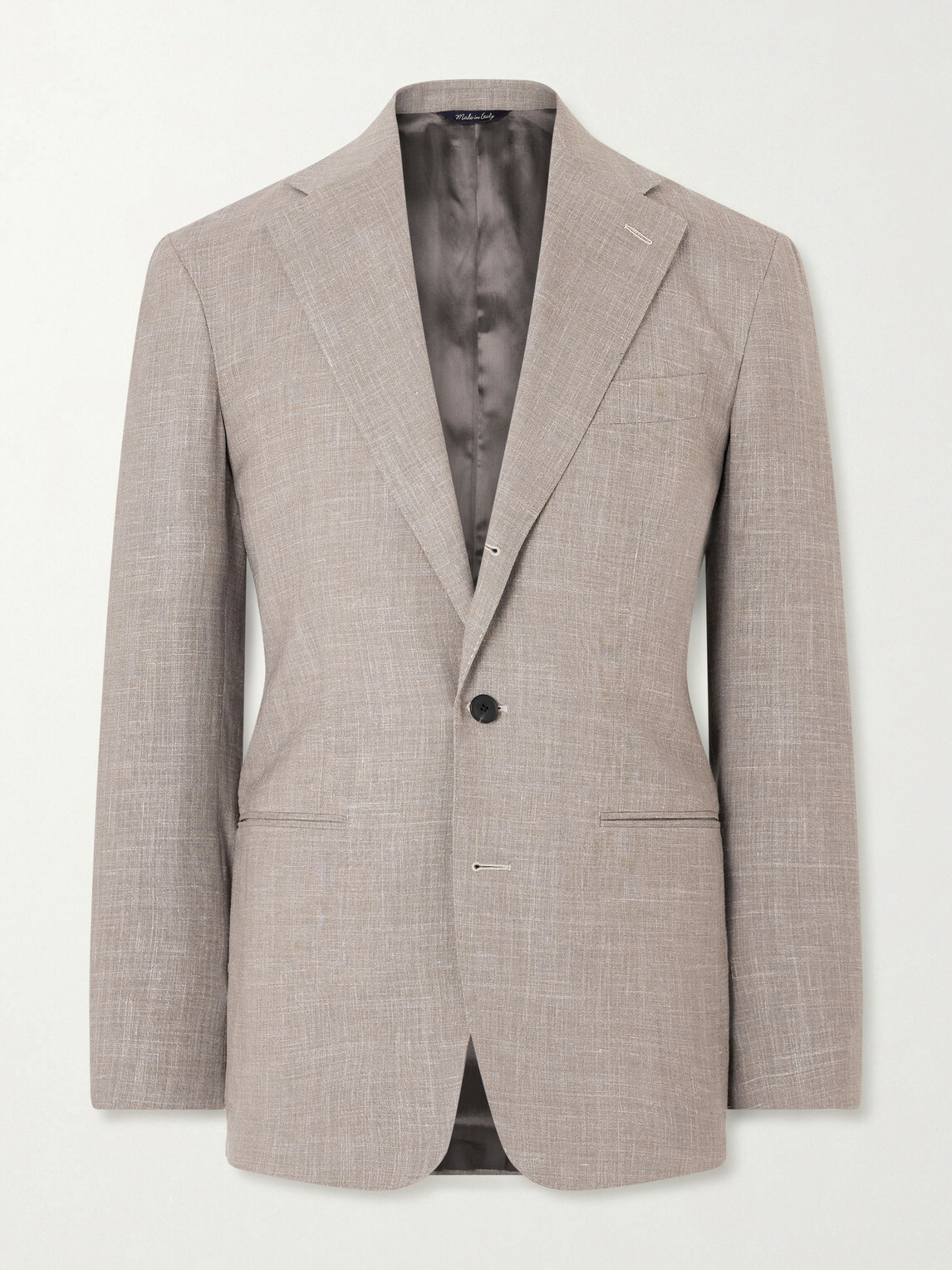 Saman Amel - Slim-Fit Basketweave Wool, Silk and Linen-Blend Blazer - Gray