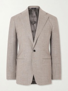 Saman Amel - Slim-Fit Basketweave Wool, Silk and Linen-Blend Blazer - Gray