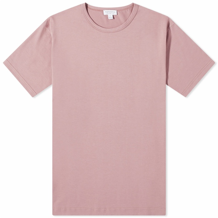 Photo: Sunspel Men's Classic Crew Neck T-Shirt in Vintage Pink