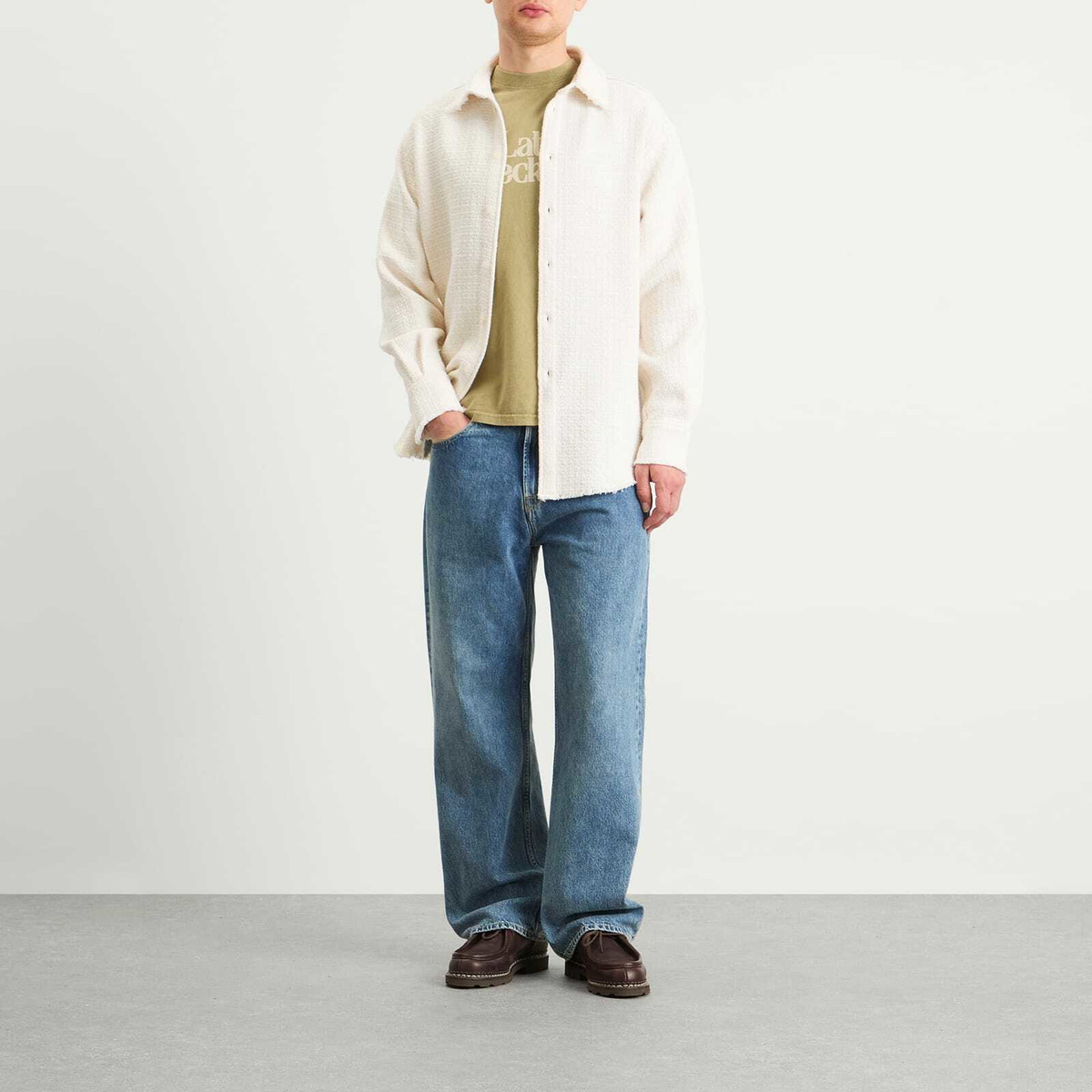 Late Checkout Men's Raw Edge Western Shirt in White