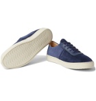 Mulo - Leather-Trimmed Suede Sneakers - Blue