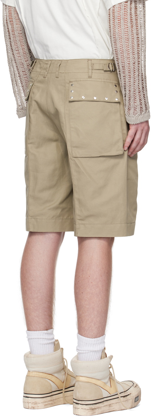 NVRFRGT Beige Studded Shorts