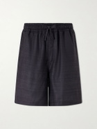 Saman Amel - Straight-Leg Silk Shorts - Black