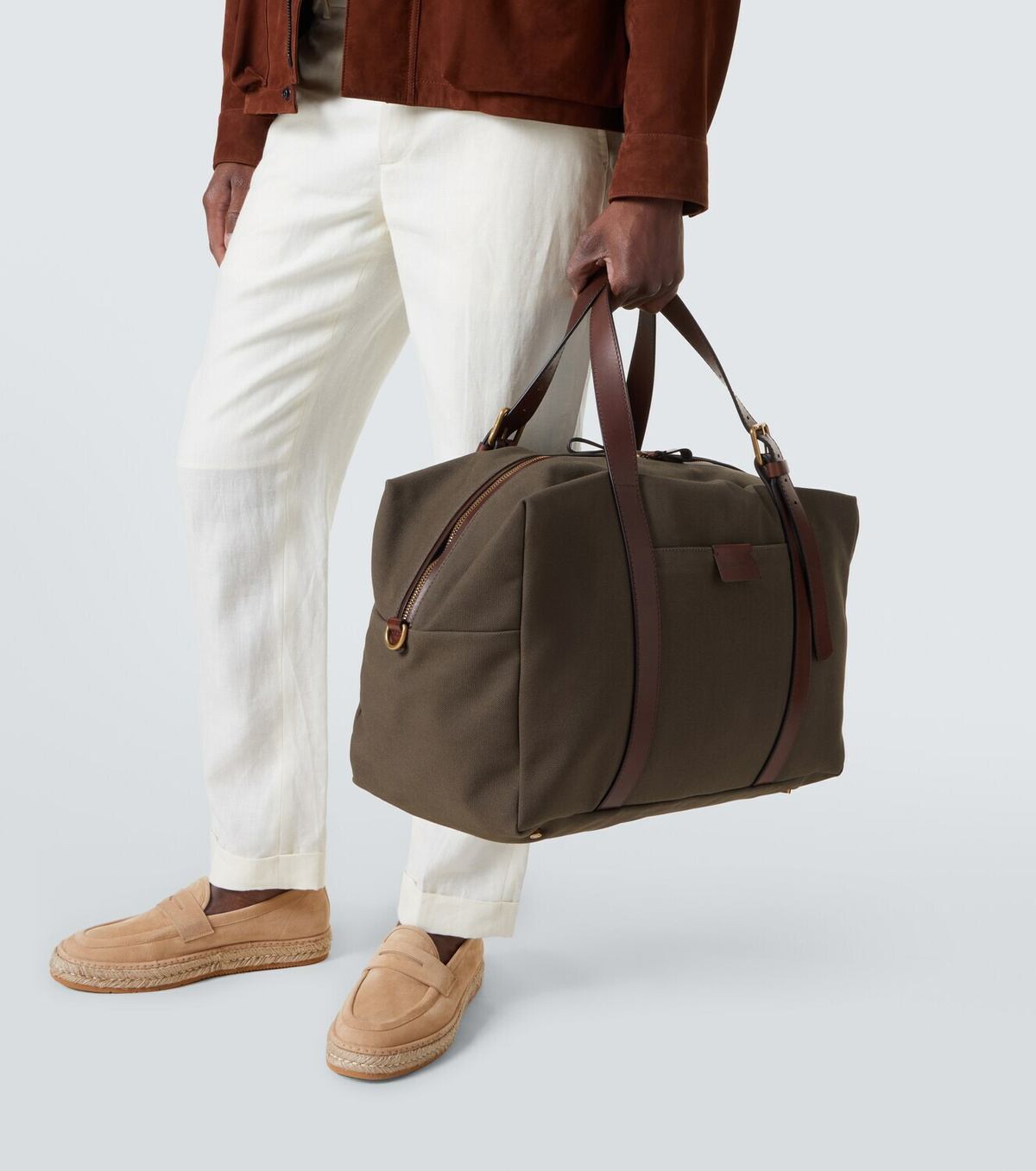 Giorgio Armani Leather-trimmed canvas duffel bag