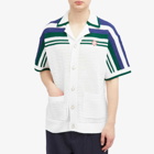 Casablanca Men's Crochet Tennis Shirt in White/Green