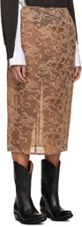 Acne Studios Brown Lace Midi Skirt