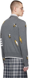 Thom Browne Gray Intarsia Cardigan