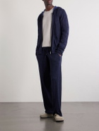 PIACENZA 1733 - Knitted Silk and Linen-Blend Zip-Up Hoodie - Blue