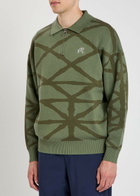 Malbon Verdant Logo-embroidered Patterned Cotton-knit Jumper Olive