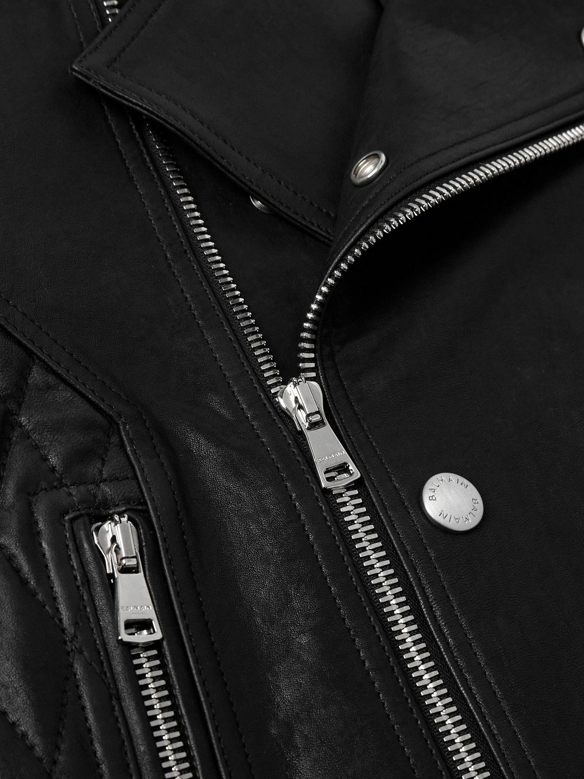 Balmain - Quilted Leather Jacket - Black