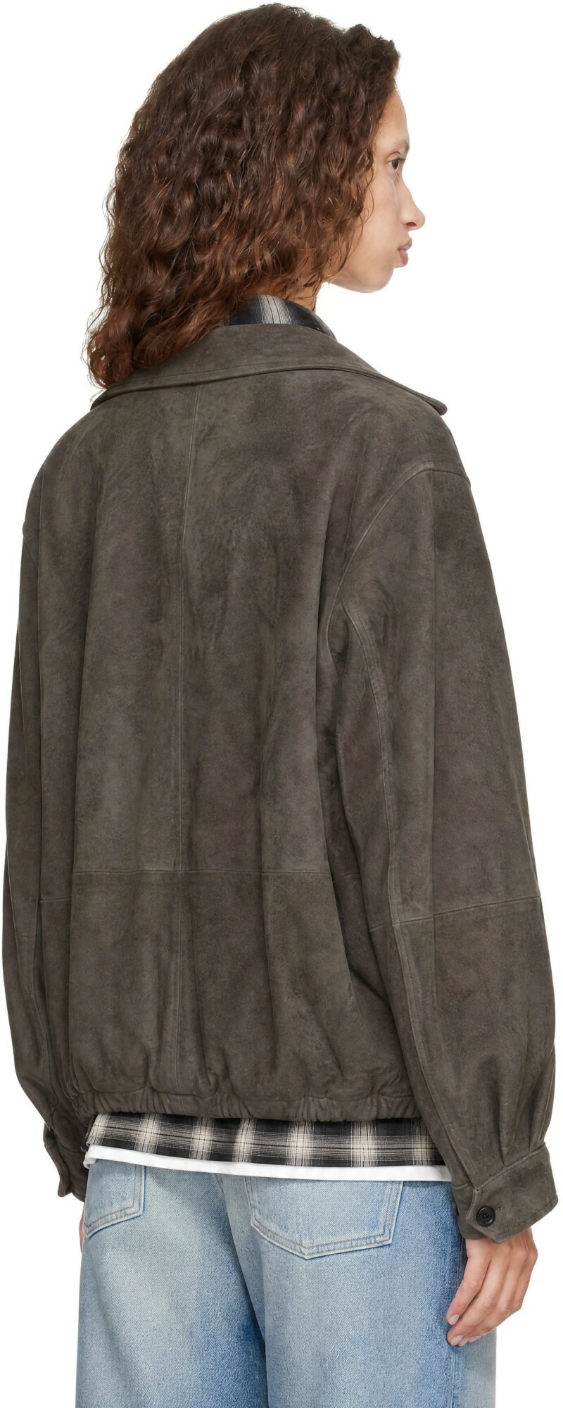 ssstein Brown Goat Suede Zip Jacket