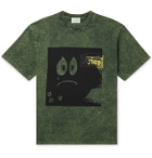 Aries - Acid-Washed Printed Cotton-Jersey T-Shirt - Green