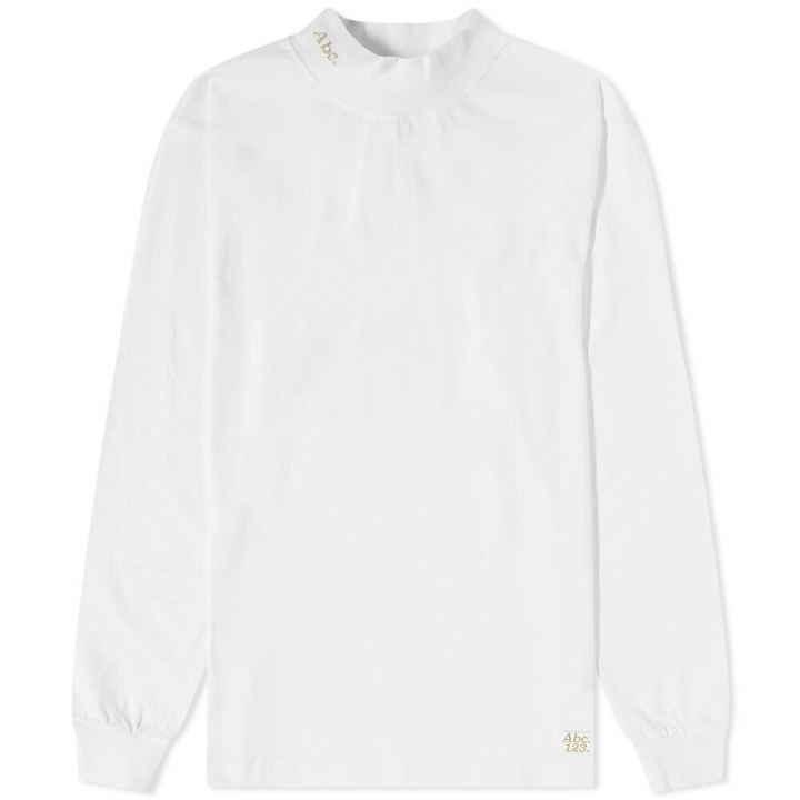 Photo: Advisory Board Crystals Men's Long Sleeve 123 Mock Neck T-Shirt in Selenite White