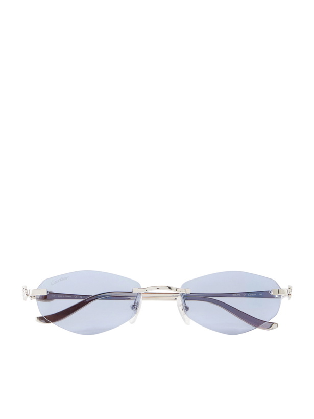 Photo: Cartier Eyewear - Panthère de Cartier Round-Frame Silver-Tone Sunglasses