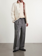 Drake's - Corduroy-Trimmed Denim Jacket - Neutrals