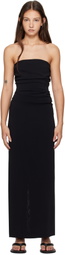 St. Agni Black Strapless Tie Back Maxi Dress