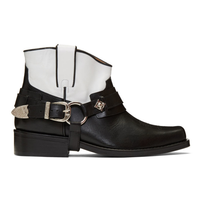 Toga Virilis Black and White Leather Boots Toga Virilis