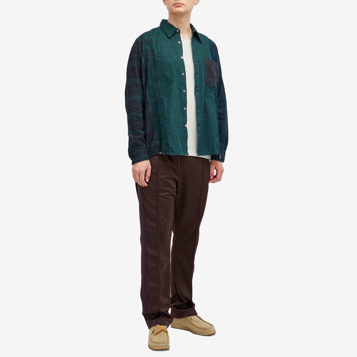 Needles 7 Cuts Over Dye Flannel Shirt in Green