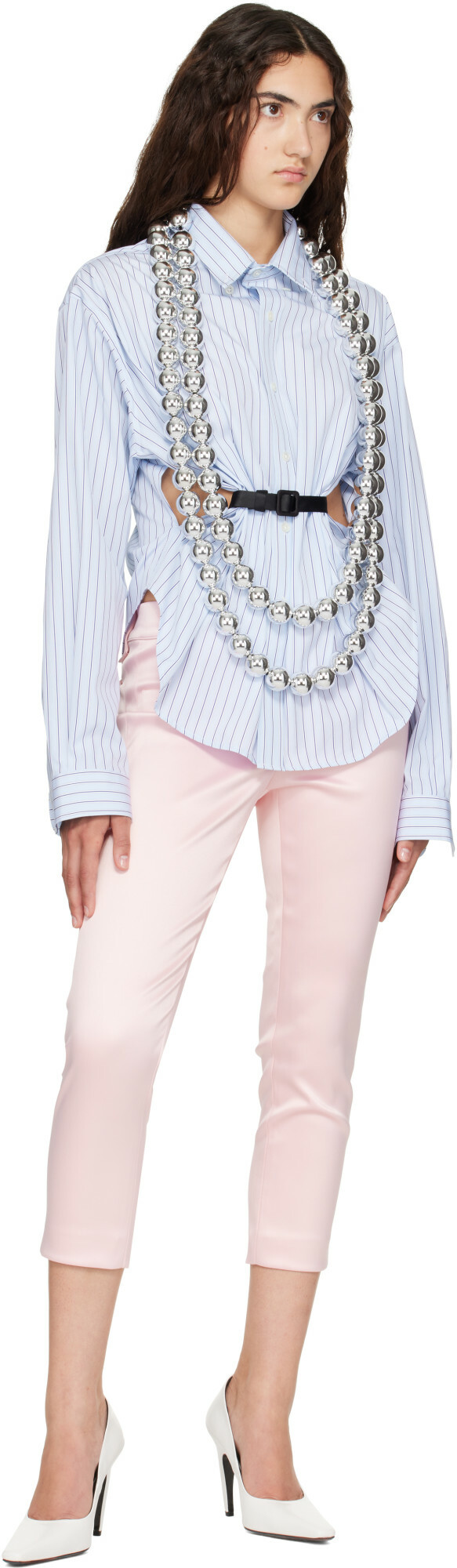 VAQUERA Pink Satin Cigarette Trousers