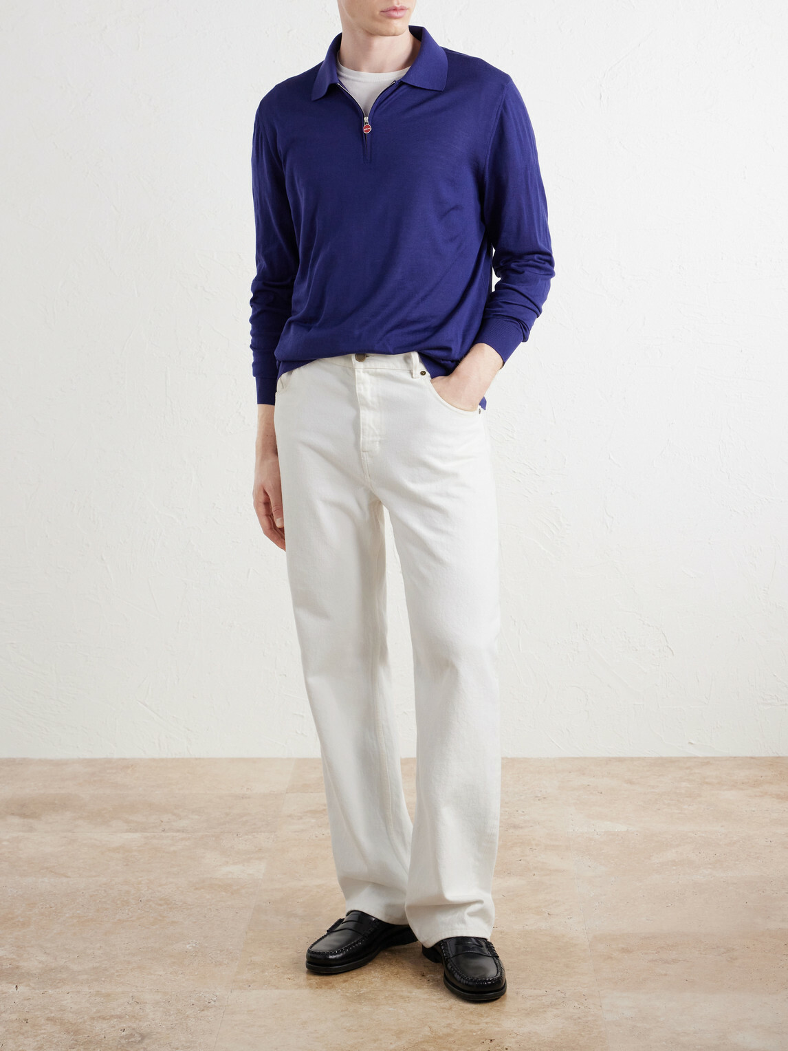 Kiton - Wool Half-Zip Sweater - Blue