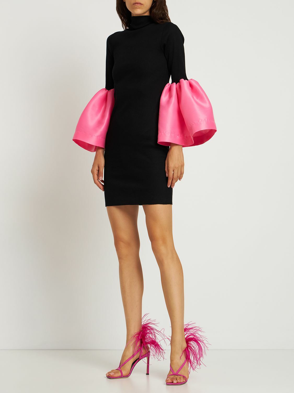 MARQUES'ALMEIDA Jersey & Ruffled Taffeta Mini Dress