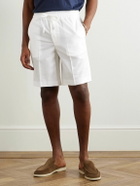 Brioni - Straight-Leg Herringbone Striped Silk-Seersucker Shorts - White