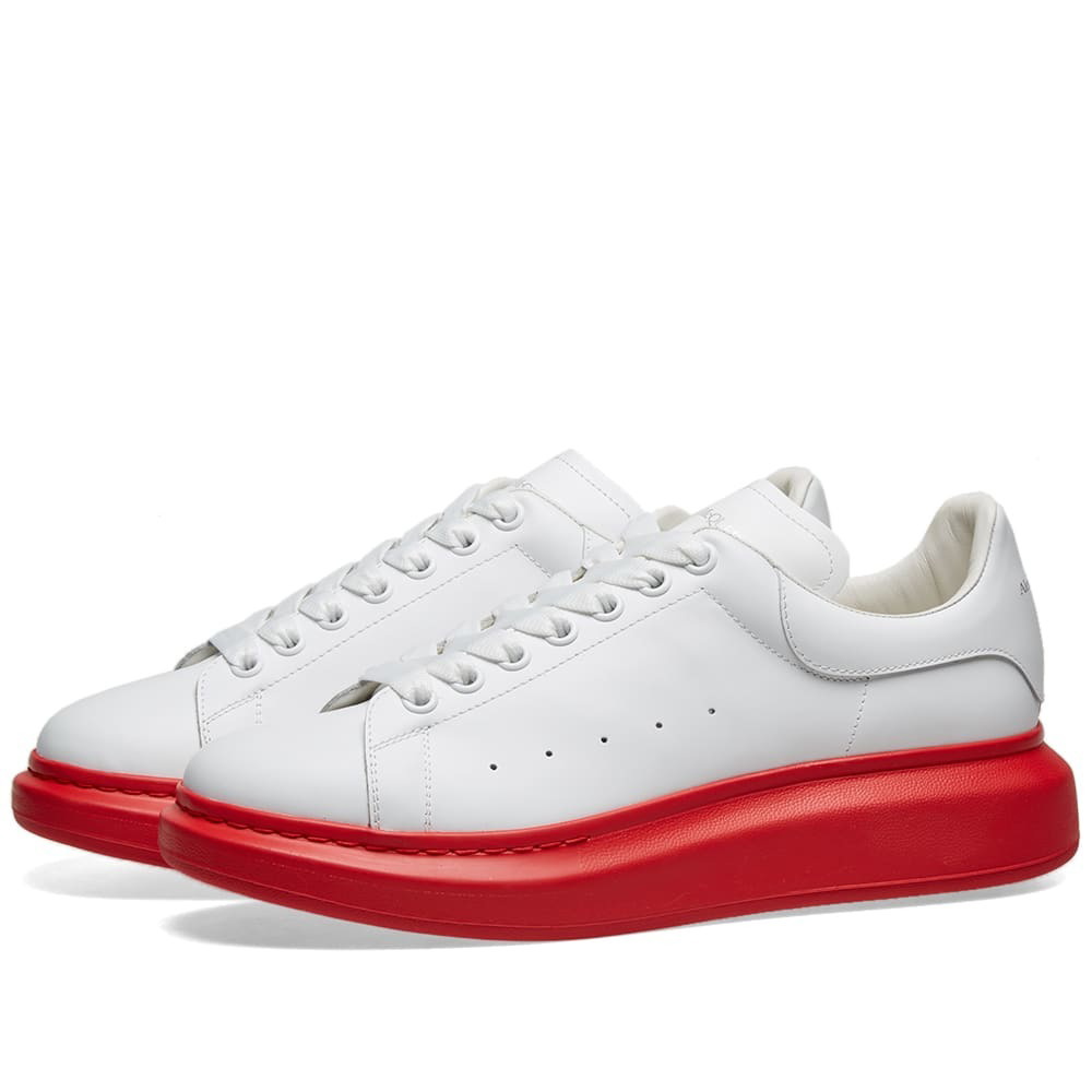 Alexander McQueen Heel Tab Wedge Sole Sneaker White & Lust Red
