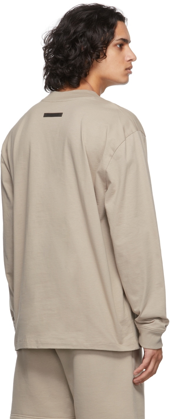 Fear of God ESSENTIALS SSENSE Exclusive Tan Logo Long Sleeve T-Shirt