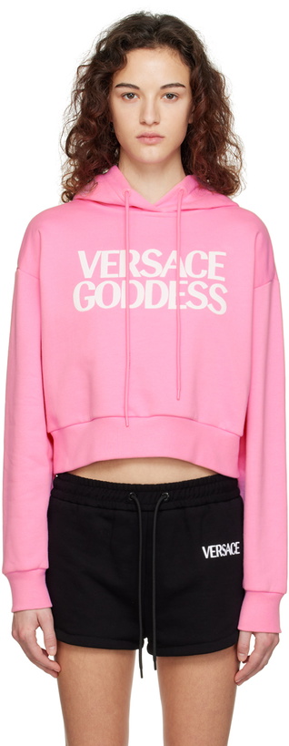 Photo: Versace Underwear Pink Embroidered Hoodie