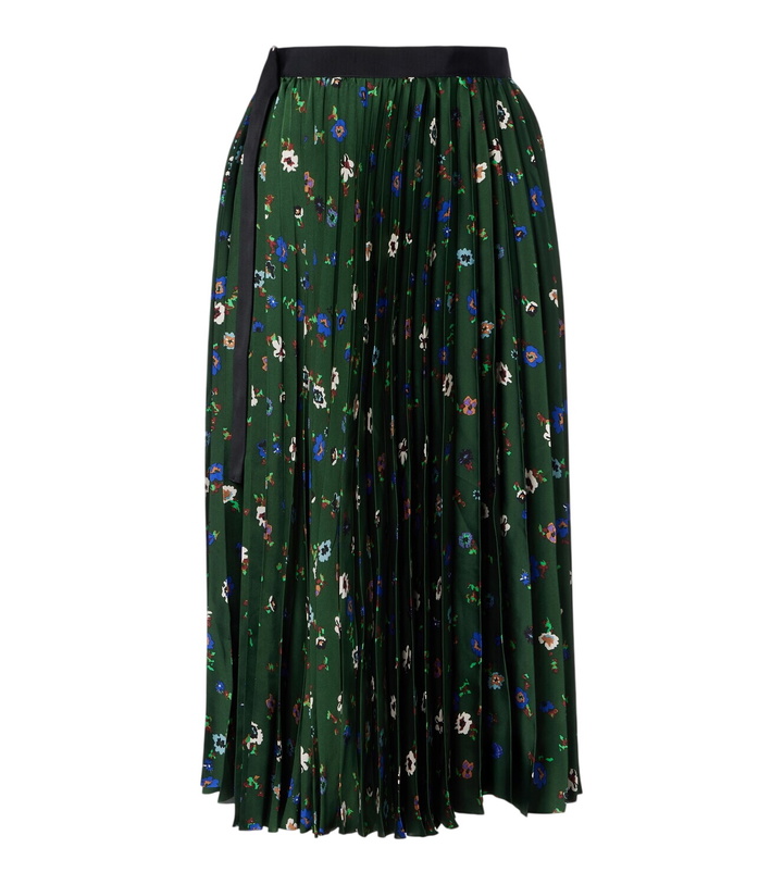 Photo: Sacai Floral plissé satin midi skirt
