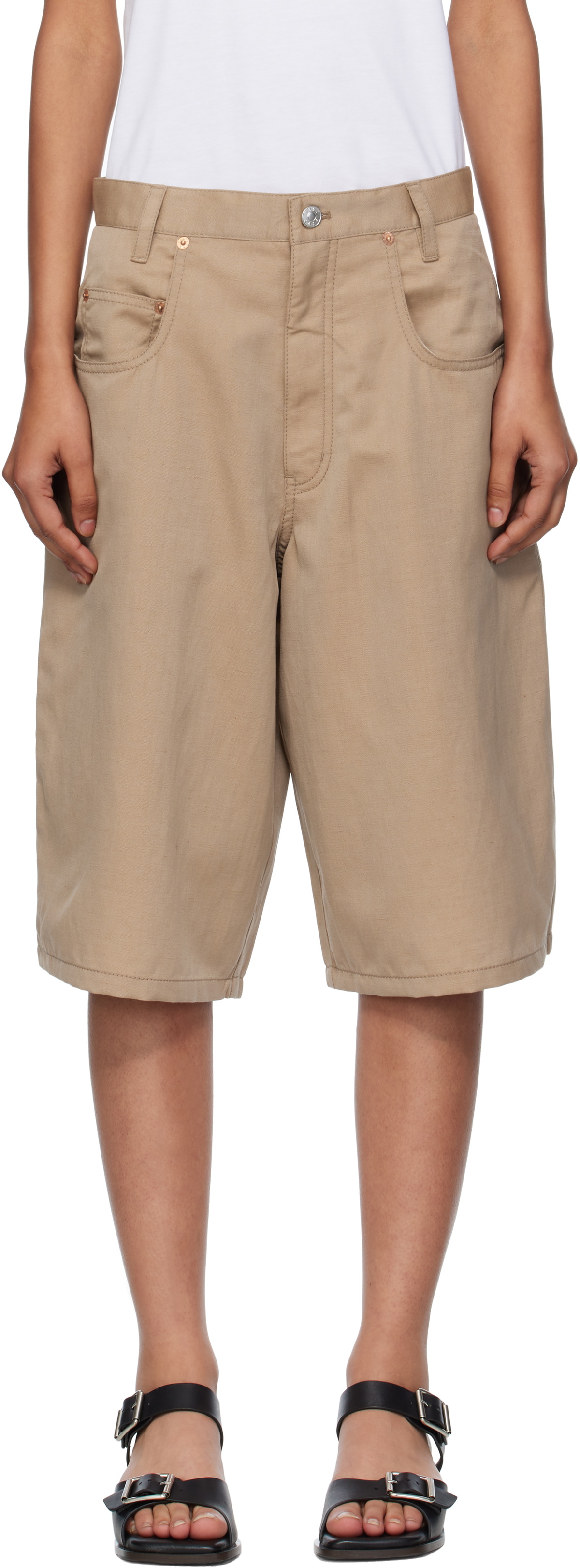 6397 Beige Baggy Shorts