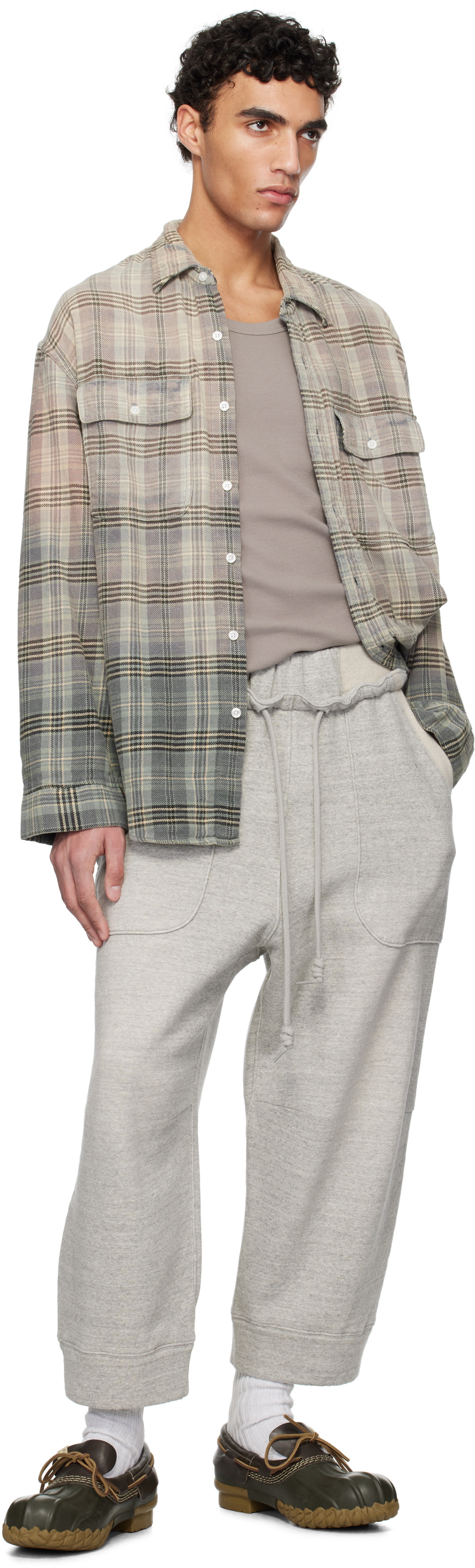 R13 Gray Deconstructed Cropped Sweatpants