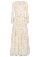 Needle & Thread Sequin Paradise Floral-embellished Tulle Gown White