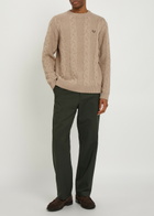 Fred Perry Logo Cable-knit Wool-blend Jumper Cream