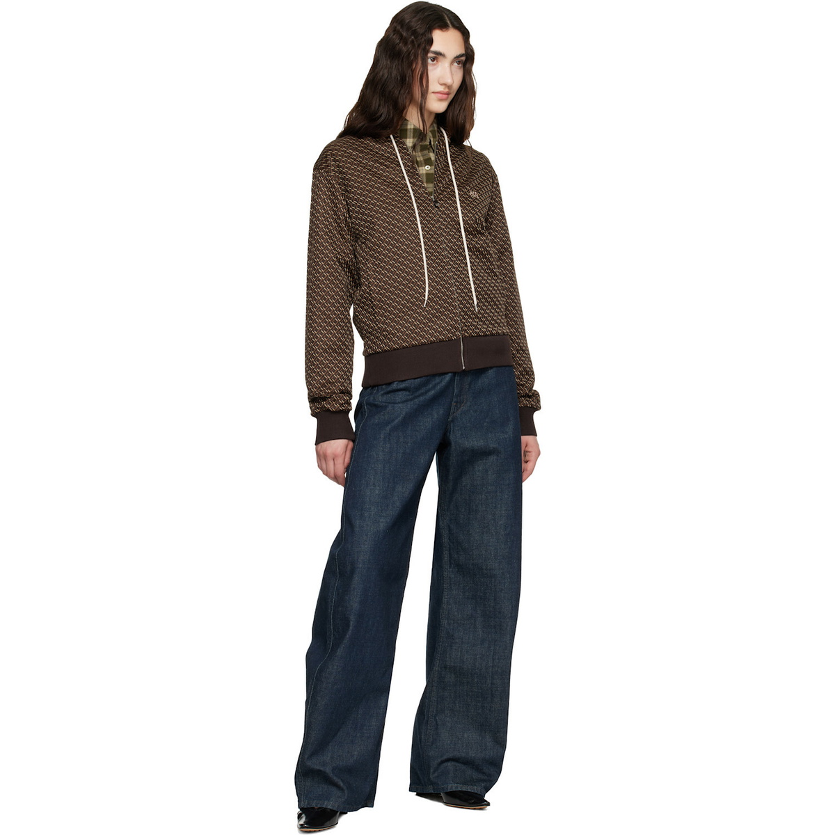 Wales Bonner Brown Modernist Jacquard Hooded Track Jacket