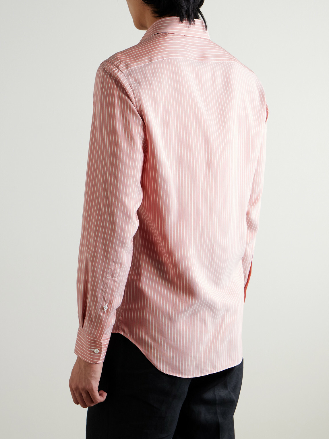 Husbands - Striped Silk-Poplin Shirt - Pink