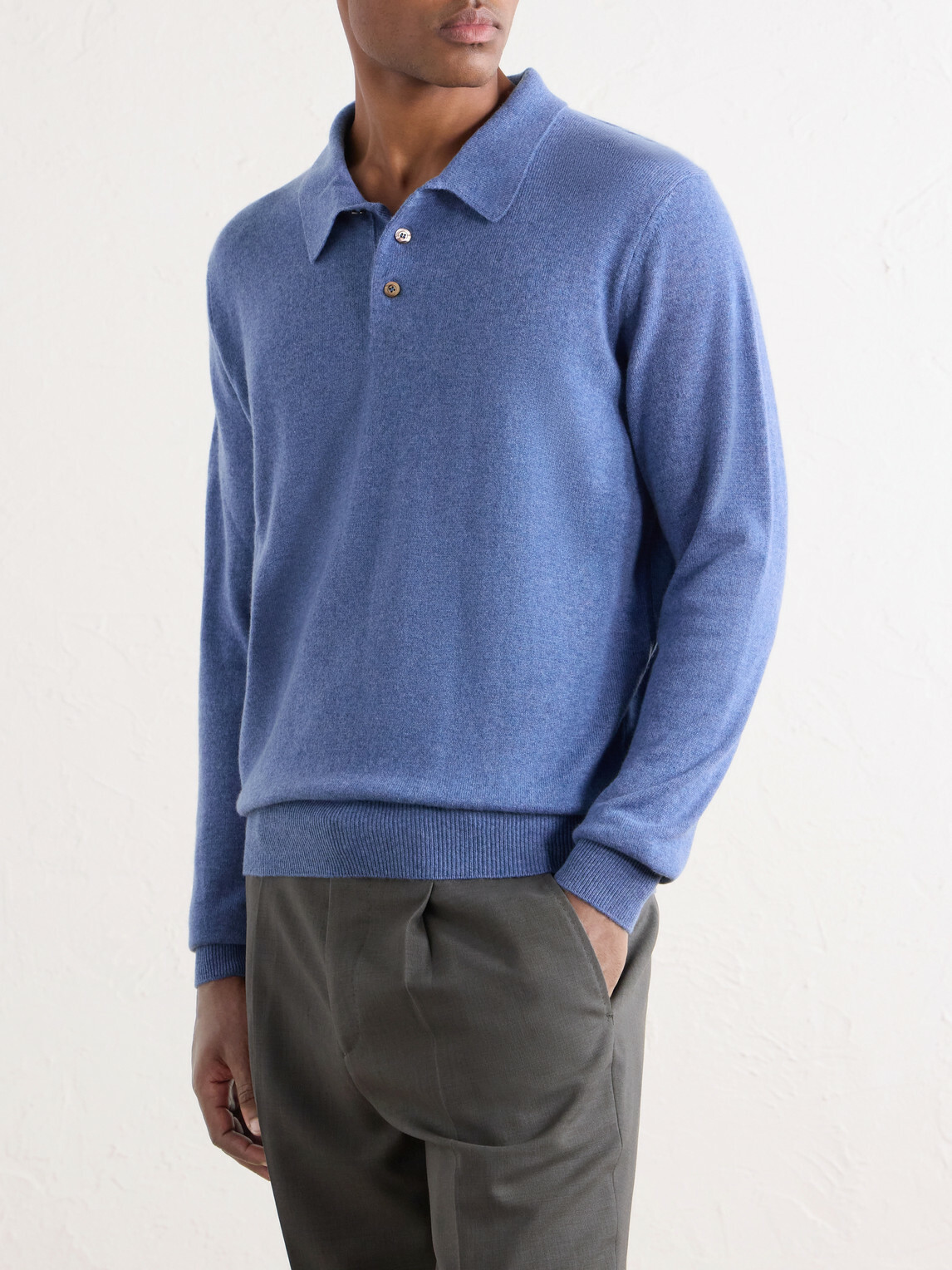 Rubinacci - Cashmere Polo Shirt - Blue
