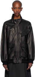 AURALEE Black Heavy Lamb Leather Zip Jacket