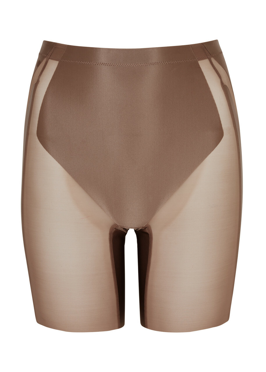 Spanx Shaping Satin Mid-thigh Shorts Beige
